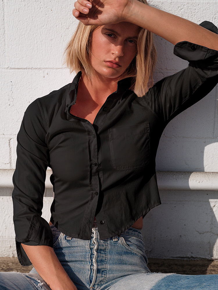 Carmen Crop Shirt Black / XS