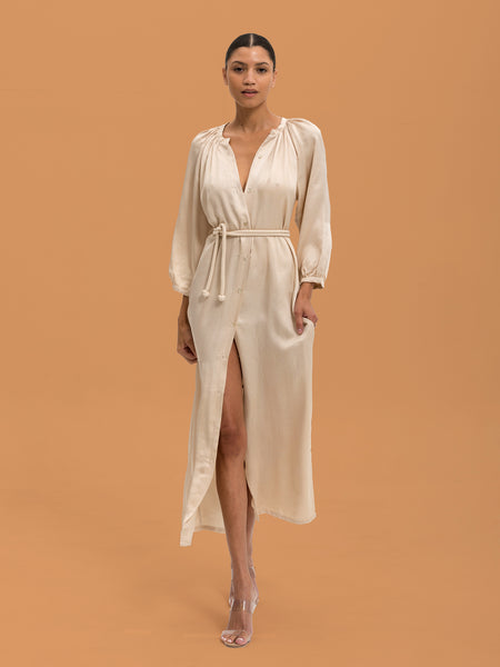 coco linen dresses Dress Mask / M 30-Piece Fashion Design Studio white see through dress The Coco oatmeal linen Color:FRUIT BEAUTY OFF-WHITE