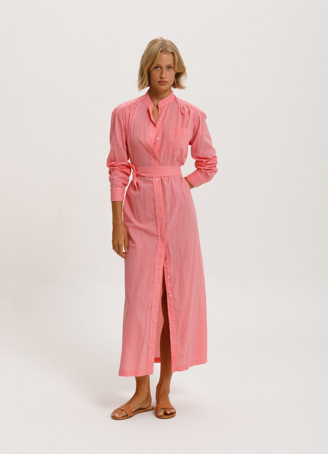 long pink shirt dress Debbie Katz Nila Maxi Shirt Dress Pink  Pink Women's Dress XL